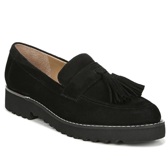 Franco Sarto Carolynn Suede Black Leather Loafer